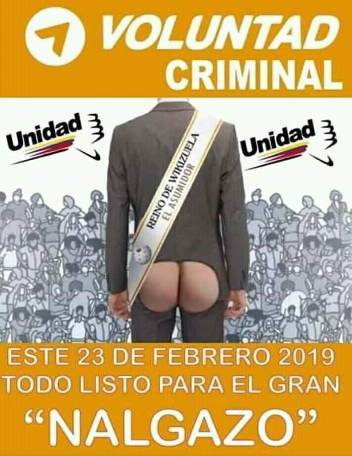 Dios... Como podemos caer tan bajo que el ahora nuevo lider de la oposicion, perdon, de las transnacionales del imperio, solo tenga como referencia su rabo.... el pela culo Guaido