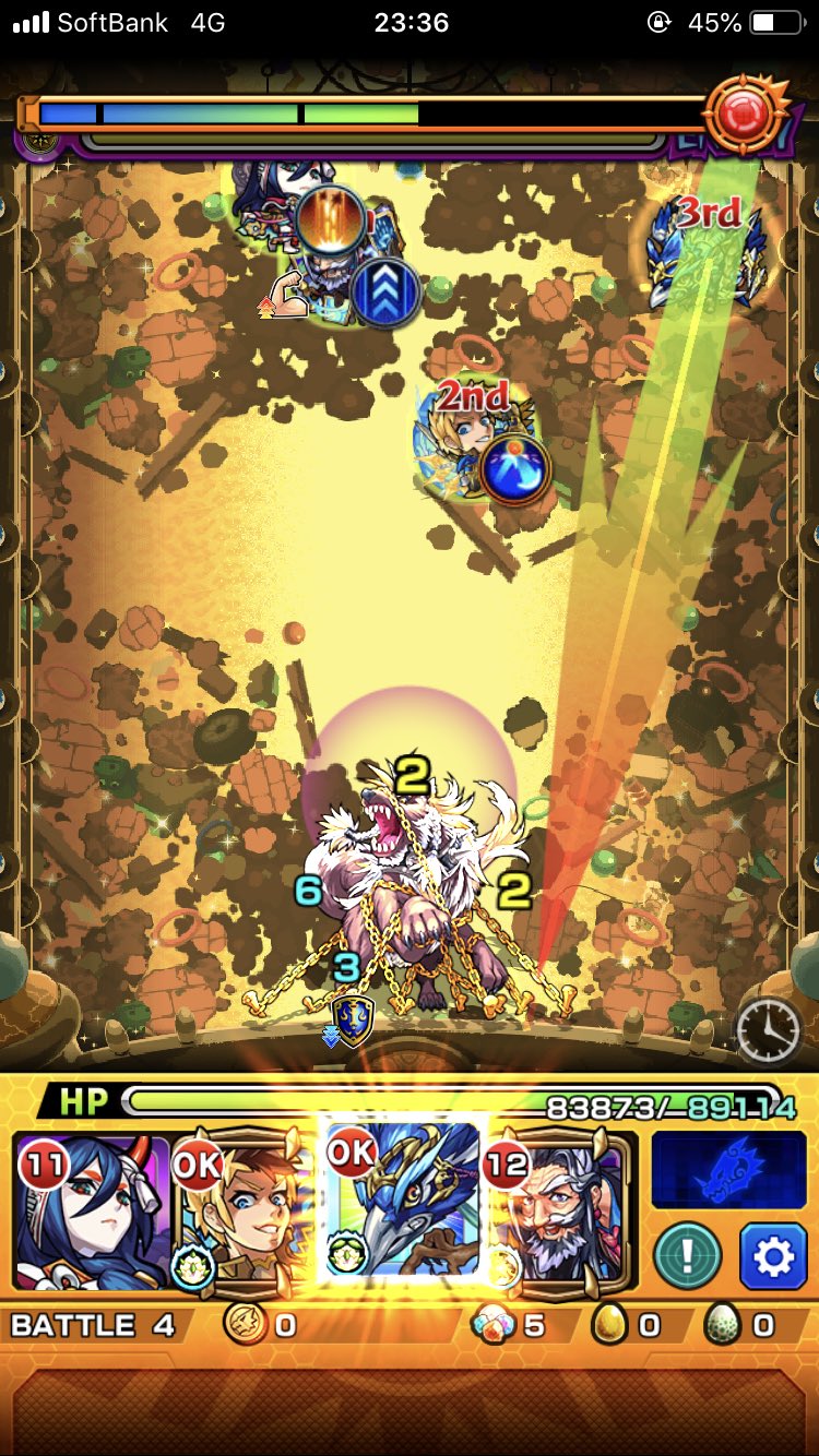 アイシーン ラウドラ極で1番難しいのはフェンリルの判定 これで負けた人多いと思う フェンリルの判定です 上と右の2の外枠からちょうど円になってます 3枚目だと挟まれても反対側にぬけるので縦カンで入らないとなかなか削れないですね モンスト