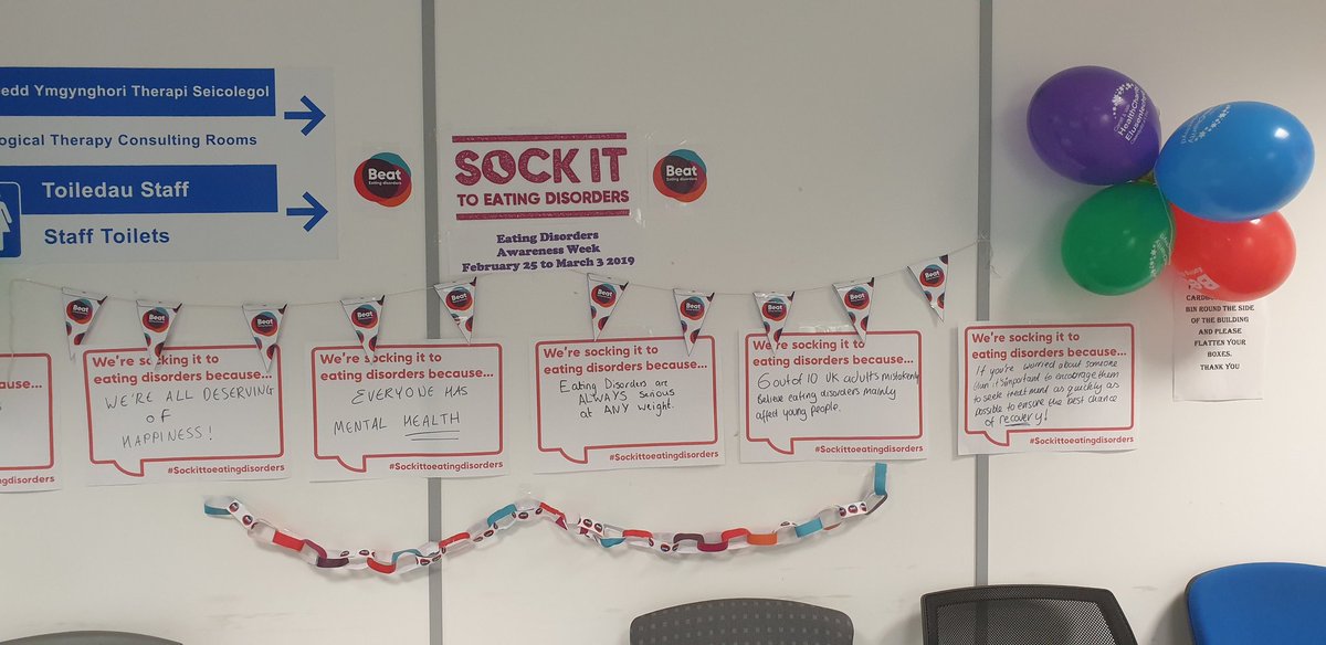 Great to see @CV_UHB MH Team display #SockItToEatingDisorders at the entrance to Global Link for #EatingDisorderAwarenessWeek @BeatED_Wales 👏👏