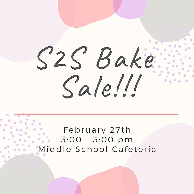 S2Shawks's tweet photo. COME CHECK OUT THE S2S BAKE SALE WEDNESDAY AFTER SCHOOL!!!! https://t.co/OUhTseS9Cd