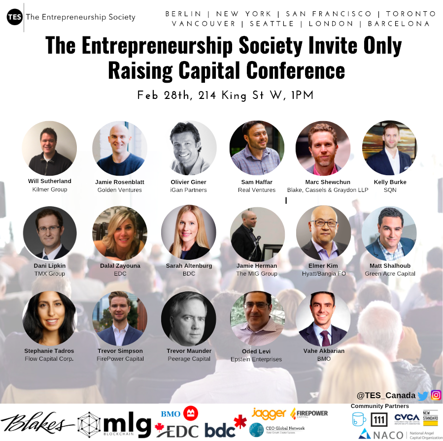 🔔 Attention #Entrepreneurs in #Toronto! @TES_Canada Raising Capital Conference is on Feb 28th w/ @BlakesLaw @MLGBlockchain @ExportDevCanada @BDC_ca @BMO @CEOGlobal, Jagger Search Co., and @FirePowerCap in T.O. Register Now: bit.ly/2US4JEQ  #RaisingCapital #CdnBusiness