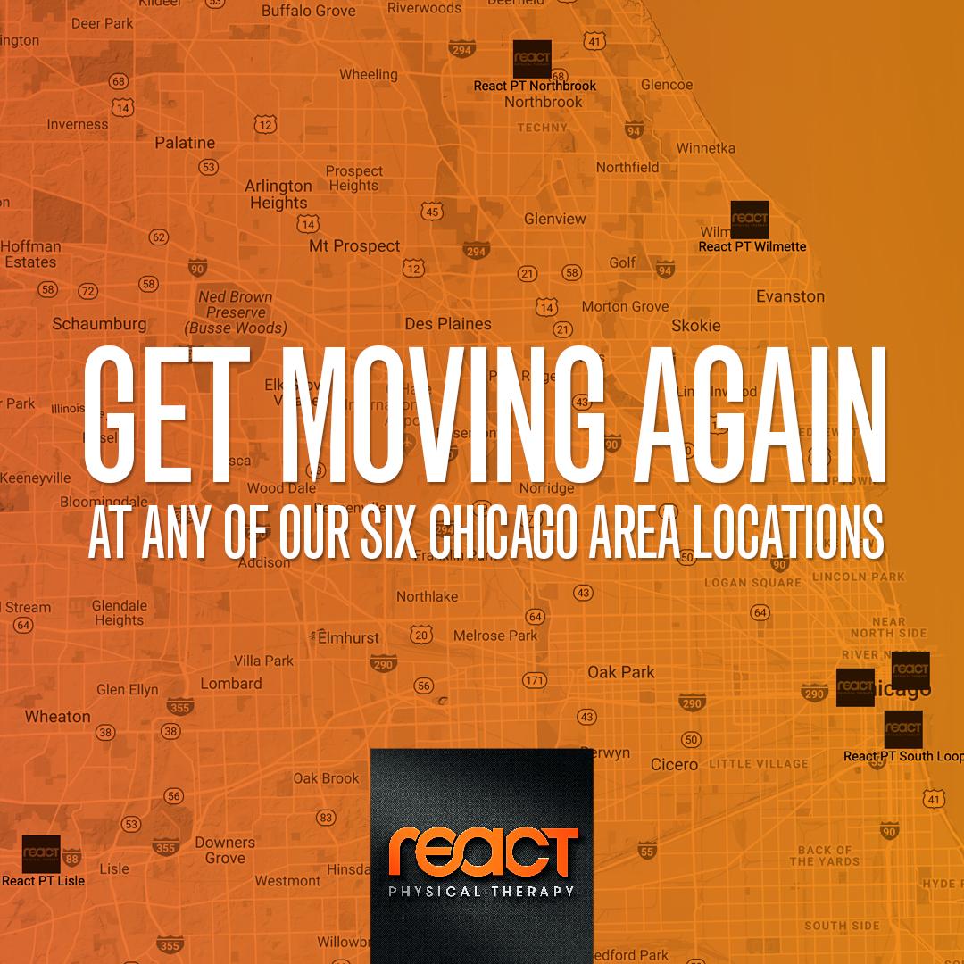 BeReact's tweet image. Get moving again at any of @ReactPT's six Chicago area locations (with more on the way).

Find the React Physical Therapy near you: bereact.com/locations