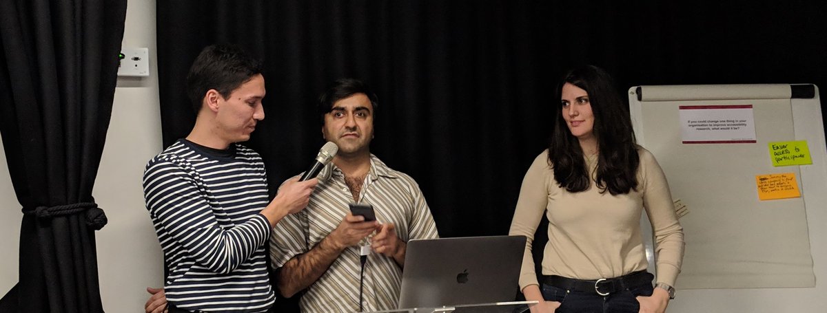 SunilUXD's tweet photo. @access_adi demonstrating accessibility on his personal device with Brian and Rocio from @AvivaUK @ResearchHuddle #researchhuddle #ux #accessibility https://t.co/62I2bBMtrE
