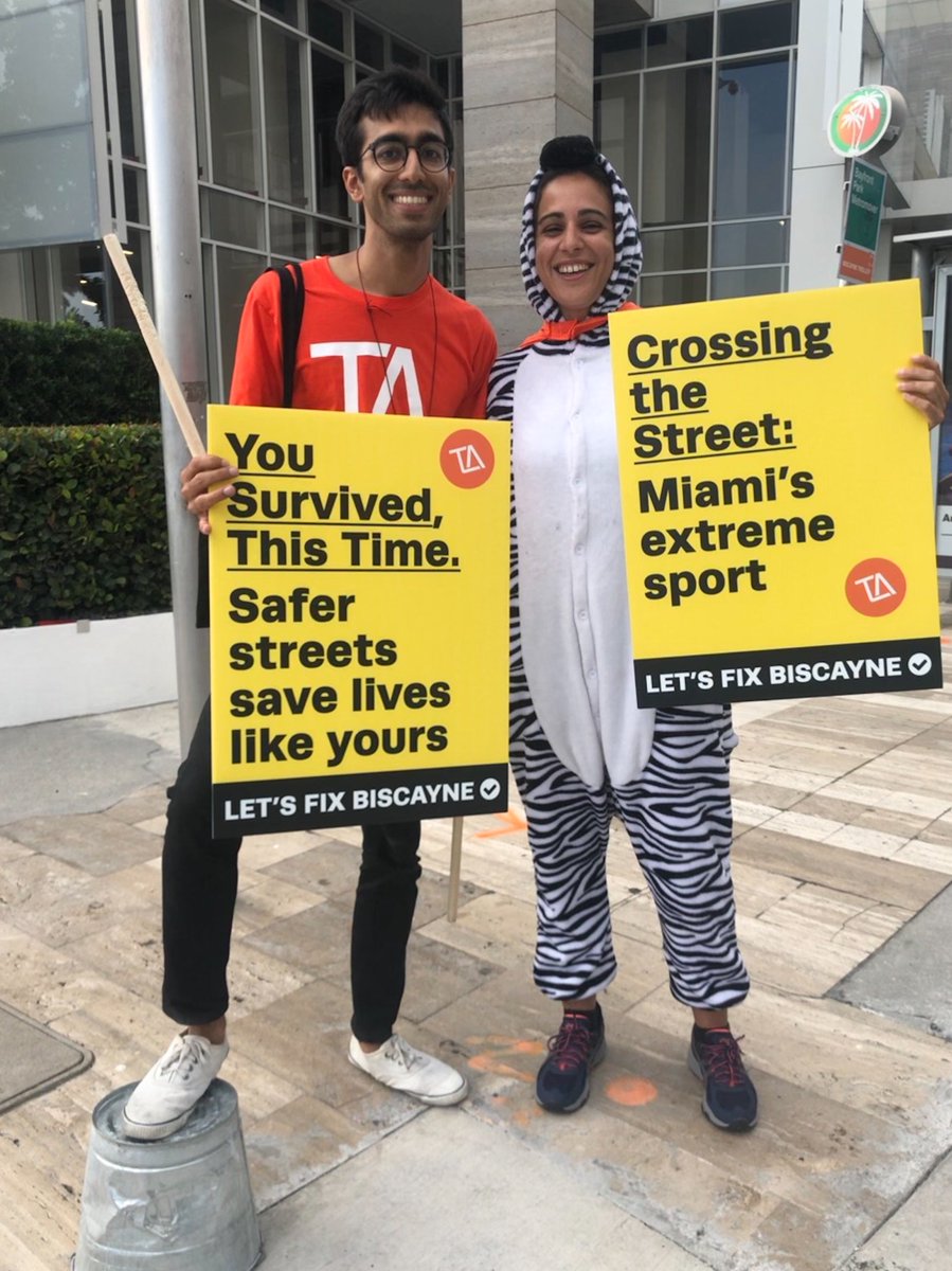 TransitMIA's tweet photo. #TeamZebra joined in to advocate for action on safer streets as the 6th Annual #SafeStreetsSummit kicked off Monday morning.
TeamZebra was inspired by the #Cebritas (zebras) in #LaPaz started in 2001. (https://t.co/Qjp2xZLxsC)
Pics courtesy of @Metrophile
#FixBiscayne https://t.co/22oK4qjO8V