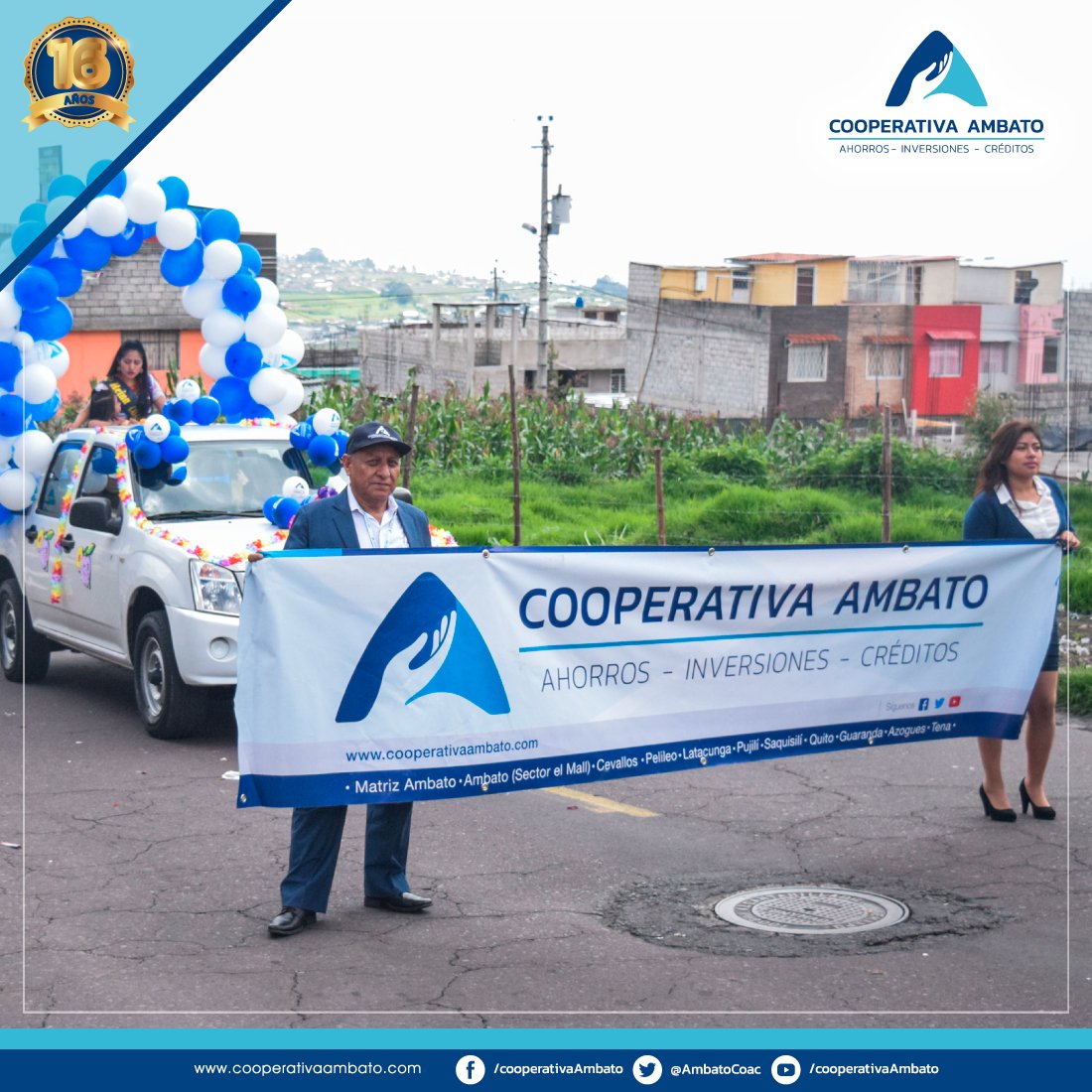 AmbatoCoac's tweet photo. ¡Participamos con la colectividad!

Nuestra institución se hizo presente en las Fiestas de Carnaval de Guamaní, nos complace compartir en conjunto con quiénes confían en #CooperativaAmbato.

 #RespaldandoTuFuturo https://t.co/EDL23aR9W6