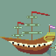 Tacobear8's tweet photo. First tried for today's #pixel_dailies #airship #pixelart #aseprite
64x64 https://t.co/j4Eo6koDiS