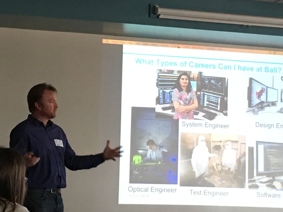 SkylineLibrary's tweet photo. SHS Brown Bag Career Talk welcomed Leonard Lindgren of Ball Aerospace today. 25 years designing optics for satellite imagers. Lots of opportunities for our students in the world of engineering. @SHS_Principal @SkylineSTEM_VPA @SVVSDPartners https://t.co/7UBHfB95N6