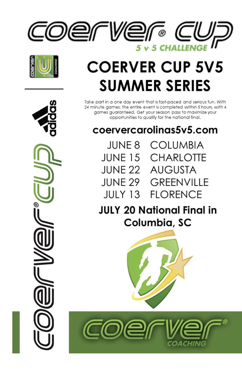 CoerverCoachSC's tweet photo. Summer’s full of sun, fun, and The Coerver Cup 🏆 Head over to the website to see how to get in on this action packed tournament! 😎🏆 #coerver
#coervercup 
#coervercoaching 
https://t.co/Su9ilK5JR2 https://t.co/ig64SSdtZ5