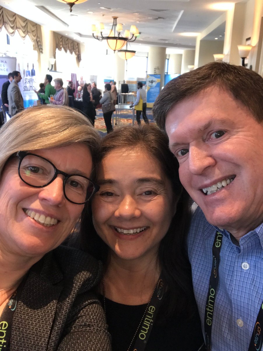 scubedglobal's tweet photo. When you come to these events it's a long slog but there is no doubt that good friends make such a difference. AJ meets friends, Fred and @lakramer with the inevitable added 'selfie'. #PhUSE #USConnect19 https://t.co/dFWiX4pp2q