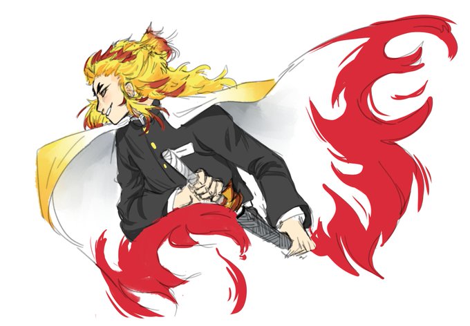 ☆SuzuさんがTwitterに投稿した煉獄杏寿郎(鬼滅の刃)のイラスト。