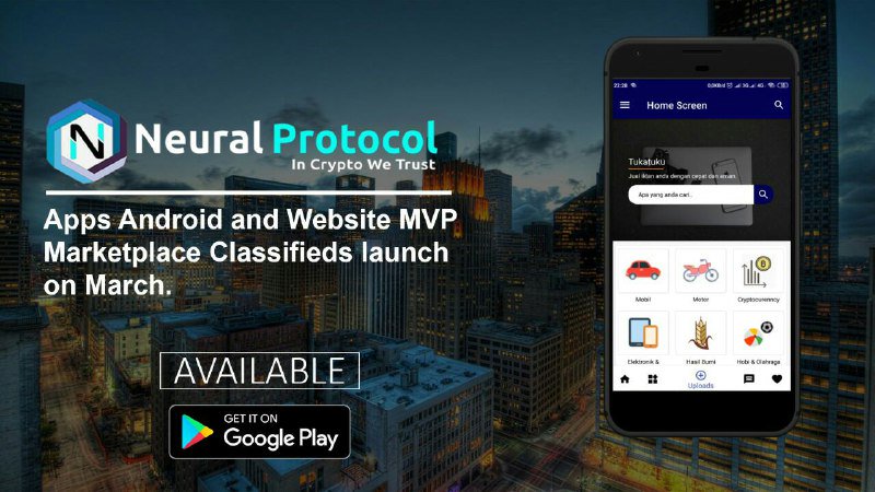 NeuralProtocol's tweet image. Good night NRP Community,

Good news, we want to inform you that in March 2019 the MVP website (NRP Marketplace Classifieds) and Android Apps will be launched and can be downloaded on the Google Play Store. Thank you for your trust and support so far :)