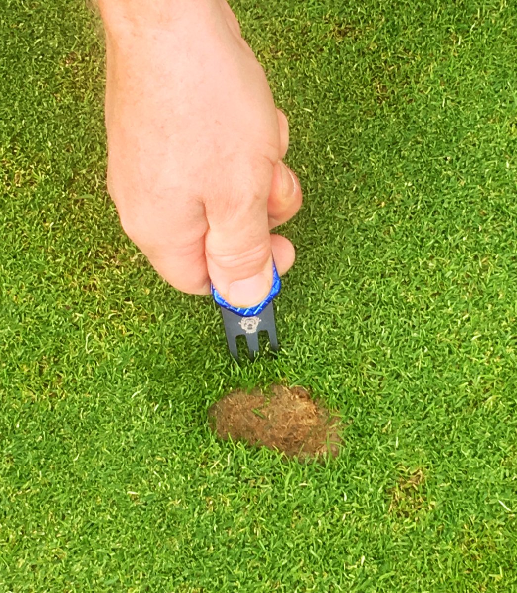 thetwistedfrog's tweet photo. ⚠️ WARNING ⚠️ A lot of bad ball mark repair advice is being given out that will end up doing more damage to your greens. Follow this handy guide as recommended by @BIGGALtd to repair your ball marks correctly for better greens for us all #Divottool #golf #pga #greens #golftool https://t.co/ZJDIeO3F7H