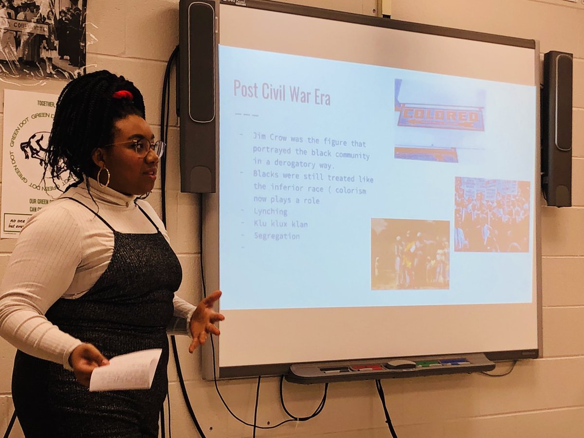 DuffNation_edu's tweet photo. We had the privilege to celebrate #BlackHistoryMonth this morning learning from Dominique about the history of African Americans & the creation of Black History Month. Her talk was honest, passionate, & informative! #bravestudent #BHSNOW #studentvoice #historymatters https://t.co/rkRPtv4EmA