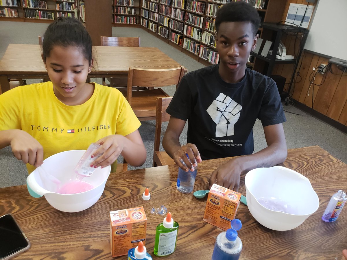 LibraryJchs's tweet photo. A sticky situation - JAG-K made slime last week during a discussion on problem solving and conflict resolution. https://t.co/3uOmEfh9ig