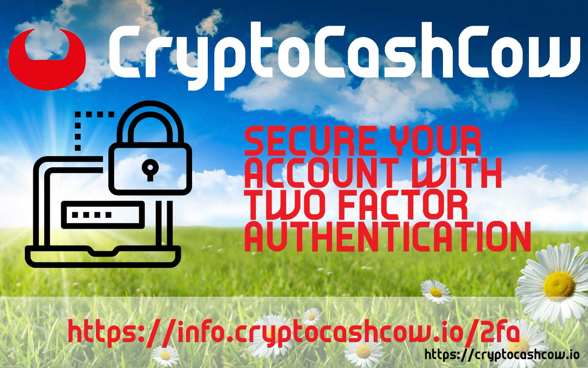 🚀🚀🚀The safety of our platform is our top priority. CryptoCashCow increases the security of user accounts. From now on there is a two factor login available. More information can be found at info.cryptocashcow.io/2fa  #CryptoCashCow #ToTheMoon 🚀🚀🚀