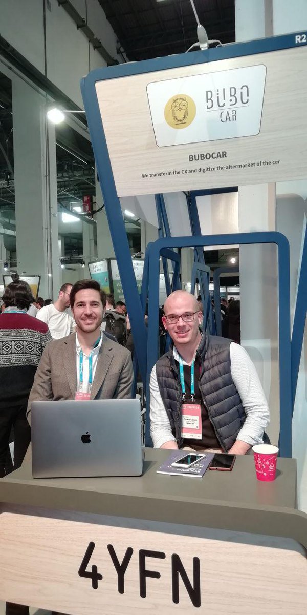¡Y seguimos contando más noticias del #4YFN19! 👇🏼

Otra de nuestras #startups de #ElCubo, <a href="/Bubocar1/">BuboCar</a>, ha asistido también a este encuentro internacional para presentar su solución para reparaciones de coches 🚗. ¡Mucha suerte en esta experiencia! cc @EconomiaAND <a href="/Telefonica/">Telefónica</a>