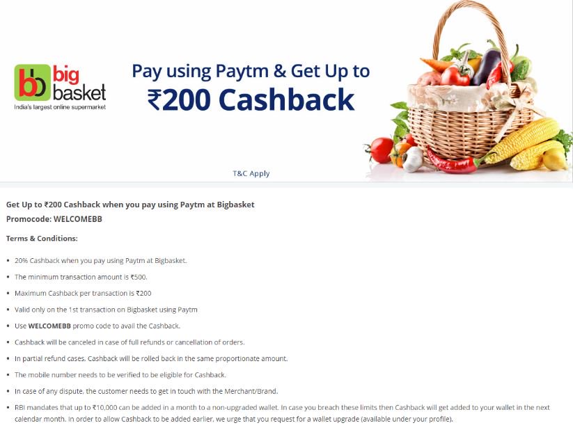big basket first user offer
