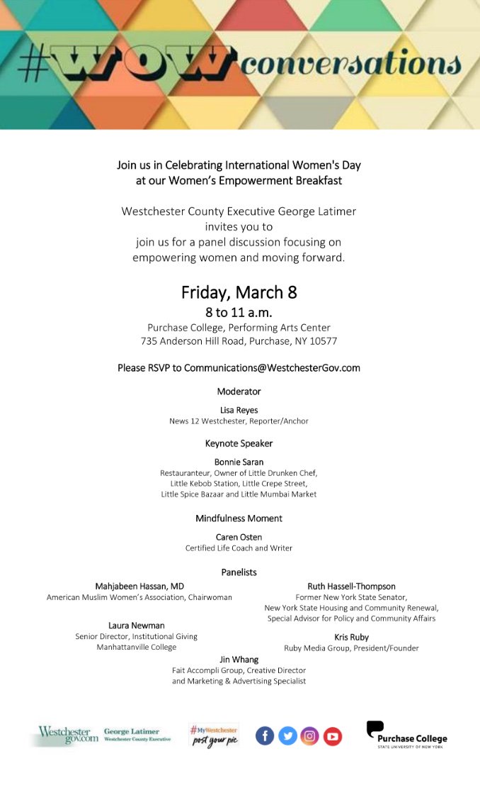 ***CHANGE IN VENUE *** #WOWConversations will now be held at <a href="/SUNY_Purchase/">Purchase College, SUNY</a> Performing Arts Center. Please RSVP to Communications@Westchestergov.com 

#MyWestchester