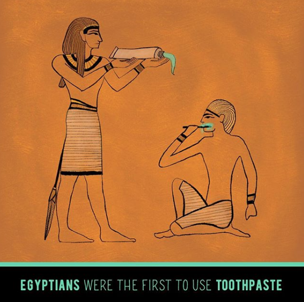 DID YOU KNOW that ancient Egyptians invented the first toothpaste? Their main ingredients were eggshells and pumice! (We still recommend fluoride toothpaste)  #DentistryFacts