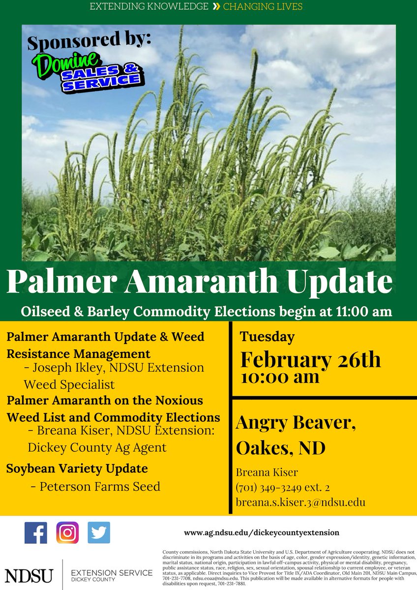 ndsuextdickey's tweet photo. Come join us tomorrow to learn about the latest about Palmer Amaranth. https://t.co/NiRMVrYPgK