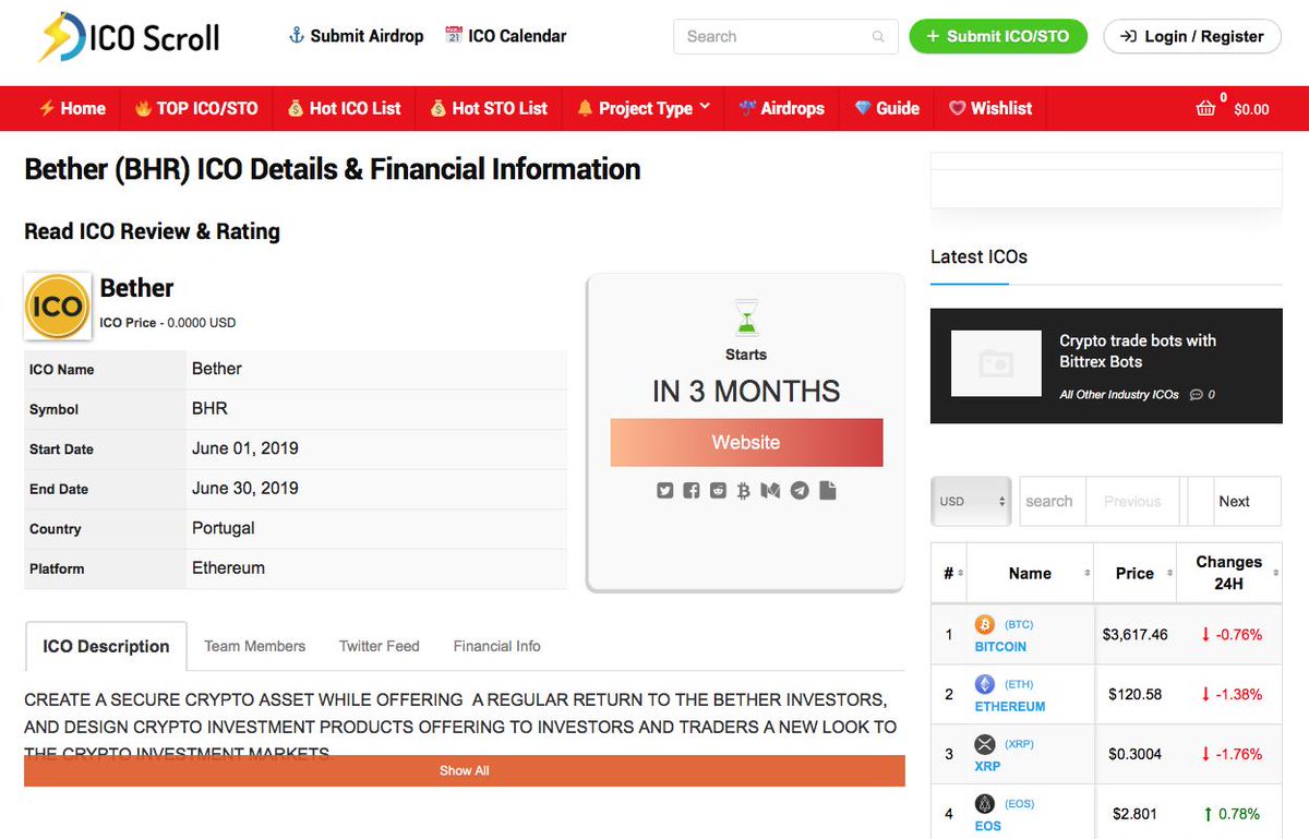 BETHERcoin's tweet image. @BETHERcoin LIESTED ON @IcoScroll /// icoscroll.com/ico/bether/ /// #BITCOIN #ETHEREUM #ICO #XRP #ETH #BHR #BTC #IOT #EOS #LTC #DSH #ETP #BCH #ZCASH #BLOCKCHAIN #TRADING #DAYTRADING #PENNYSTOCKS #CRYPTO #INVEST #INVESTING #NEM #CARDANO #TRON #MONERO #TETHER / #BETHER #BETHERCOIN
