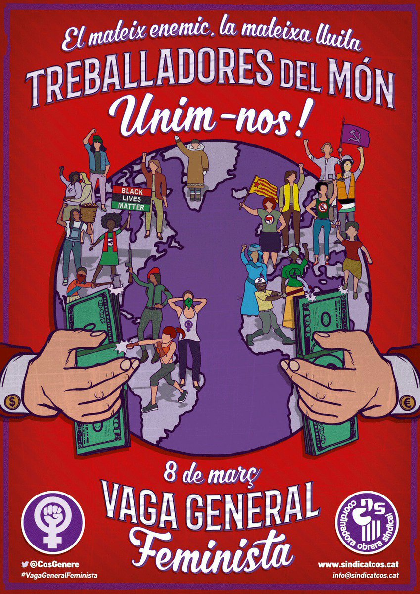 COSnacional's tweet photo. ✊🏼♀️El mateix enemic, la mateixa lluita. Treballadores del món unim-nos a la #VagaGeneralFeminista del 8 de març! https://t.co/sDKrDULRKX