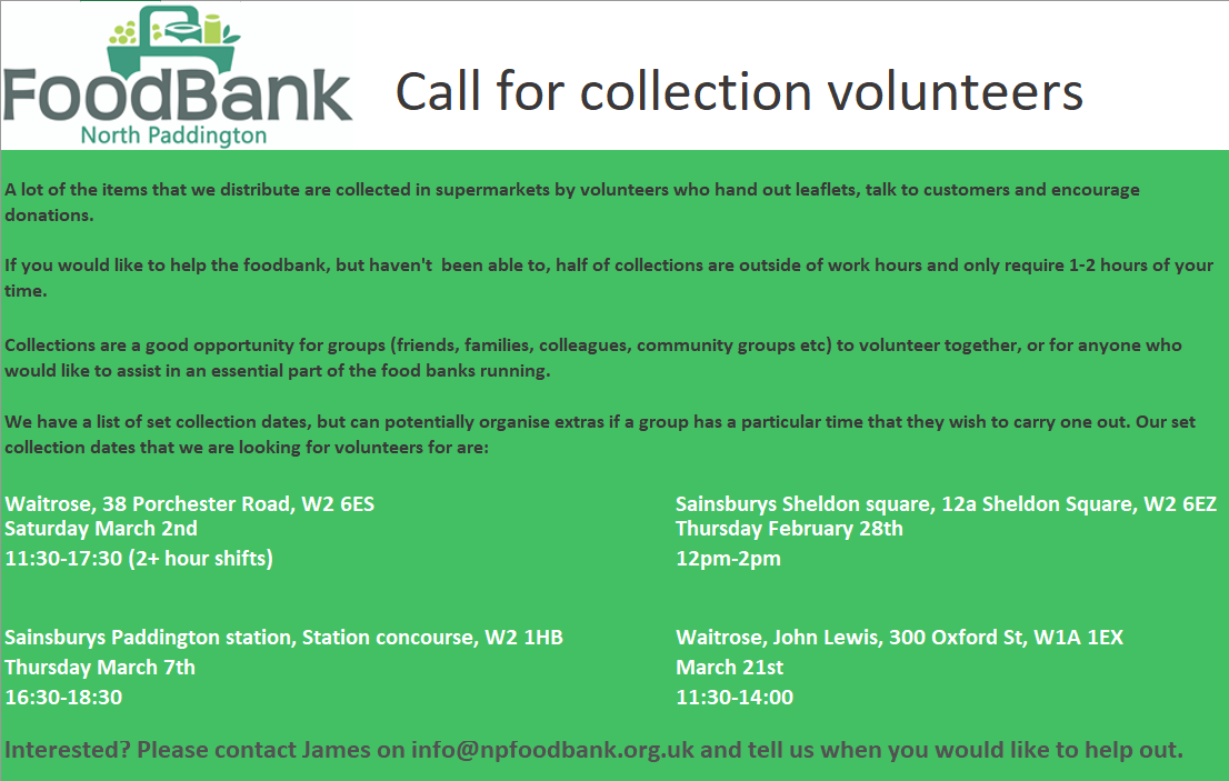 Ntpaddingtonfoodbank Collections Are A Really Important Way Of Us Getting Food And With The Increased Demand We Ve Been Experiencing We Re Increasing Our Efforts Which Means We Need More Volunteers If