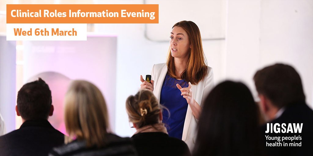 Interested in working with young people and mental health? Put 6th March in your diary. It's your chance to learn more about Jigsaw and meet our senior clinical team. Register here: bit.ly/Jigsaw-info-ev…