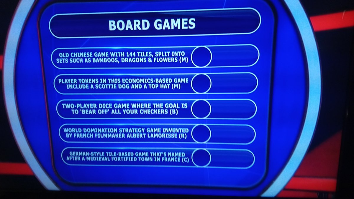 WoBoG1's tweet photo. Board games on @TVsPointless

4 points for Carcassonne, WoBoGgers!

#boardgames https://t.co/HTd5LsFKnI