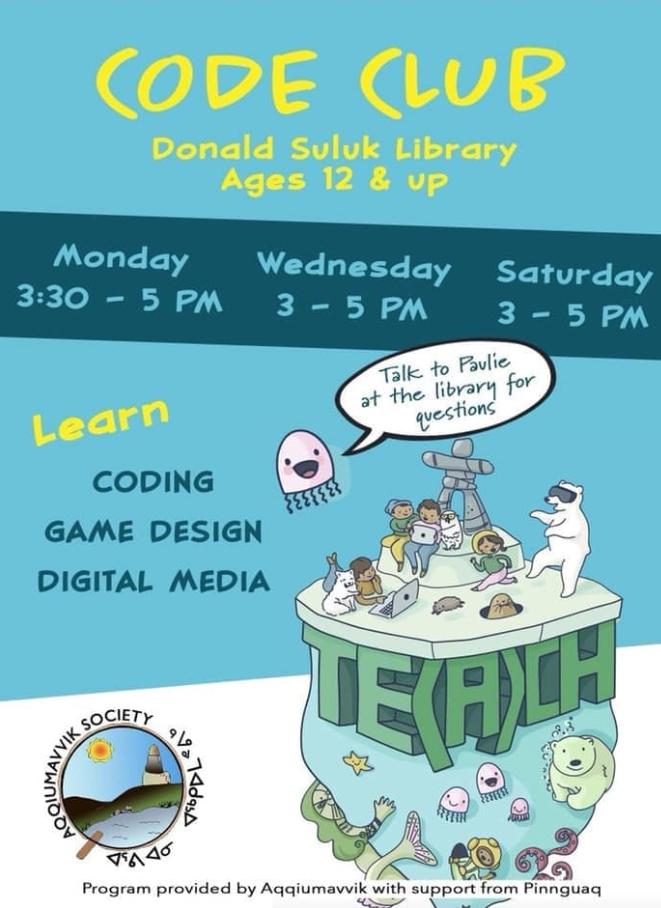 amperecanada's tweet image. Calling all kids in #Arviat, NU! Want to learn more about coding, game design and digital media?! The Aqqiumavvik Society is now a hosting Code Club, THREE days a week at the Donald Suluk Library! 
#teachkidscode #coding #smartcitiesCanada