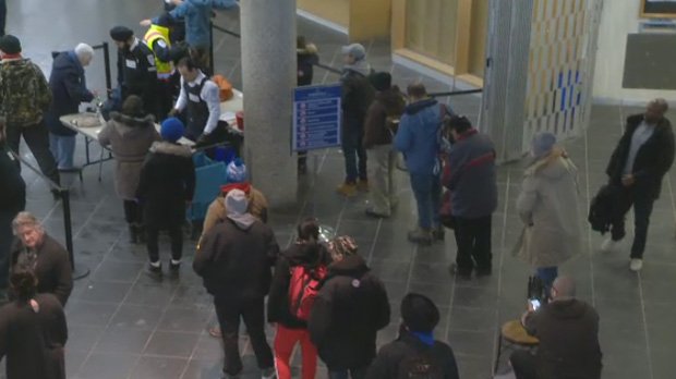 ctvwinnipeg's tweet photo. Long line up forms on day 1 of new security protocol at Millennium Library: https://t.co/ff8KFLNQol https://t.co/sfkAqop0v5