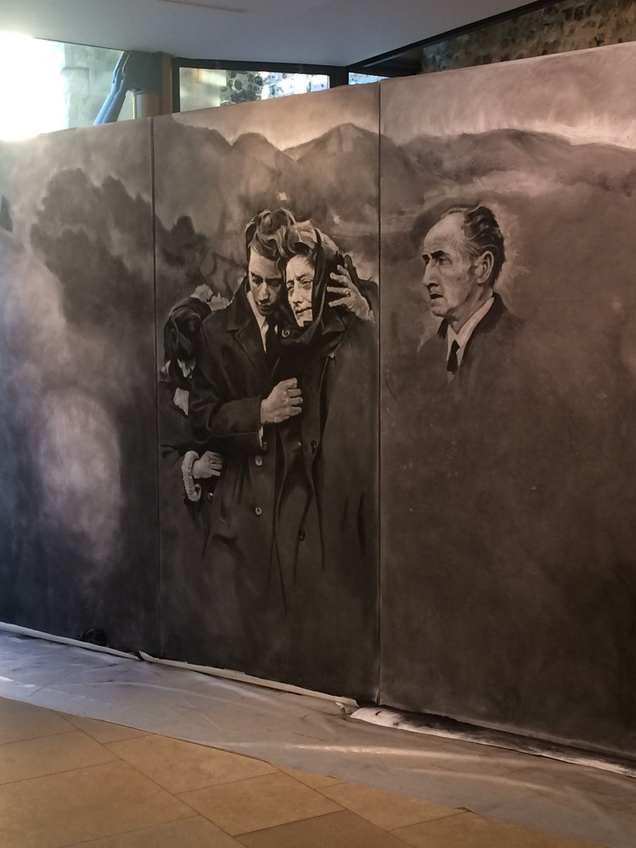 My modest exhibition entitled ‘Gethsemane’ continues at Norwich Cathedral until 3 March. Over the course of the show I am making a large drawing as an act of remembrance of Aberfan using charcoal, coal dust and soot. Whether the drawing is finished or or doesn’t really matter.