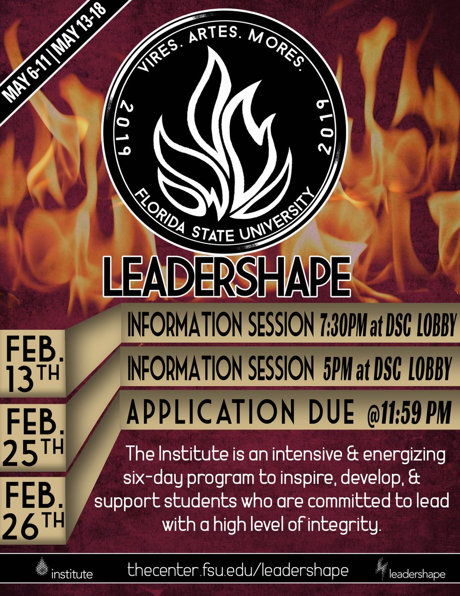 Tomorrow is the last day to submit LeaderShape applications, and today at 5 PM is the last information session in Dunlap Success Center! Don't miss out on your chance to make friends, have fun, and experience personal growth and leadership development!

leadershape.org/Account/Login?…