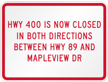 UPDATE:ROAD CLOSURE: #Hwy400 is now CLOSED in both directions between  Hwy 89 and Mapleview Dr #Barrie - Reopening time unknown.  ^ag