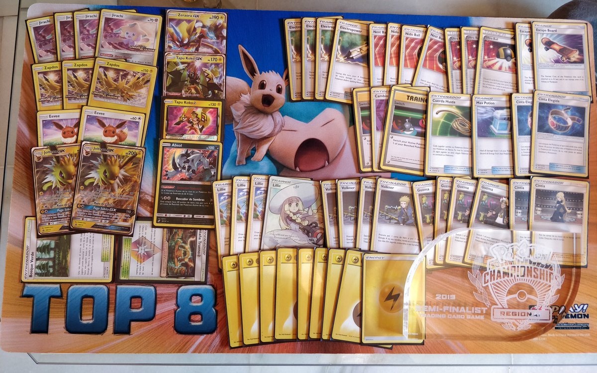 Sininchi's tweet photo. Top4 SPE Cannes with LUKEBOX! (Official name of JZJ = Jolteon Zapdos Jirachi!) Thanks Edu for the list &amp; Alfred for working on it too! #Lukebox got 3° (me), 9° (@Kenoven1),  17° (@TankTopMister), 22° (@thefleeee in Collinsville) &amp; 37° (@eluketcg creator!) to give us 380 CP! ⚡⚡ https://t.co/7uxyNhbLoB