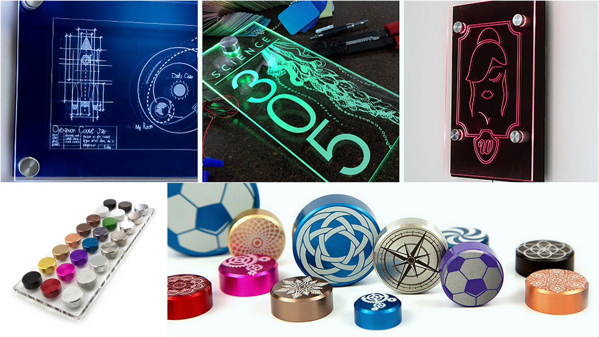 Customize your acrylic, photos, and plexiglass displays with our custom color, LED-lit, or laser-engraved standoffs.