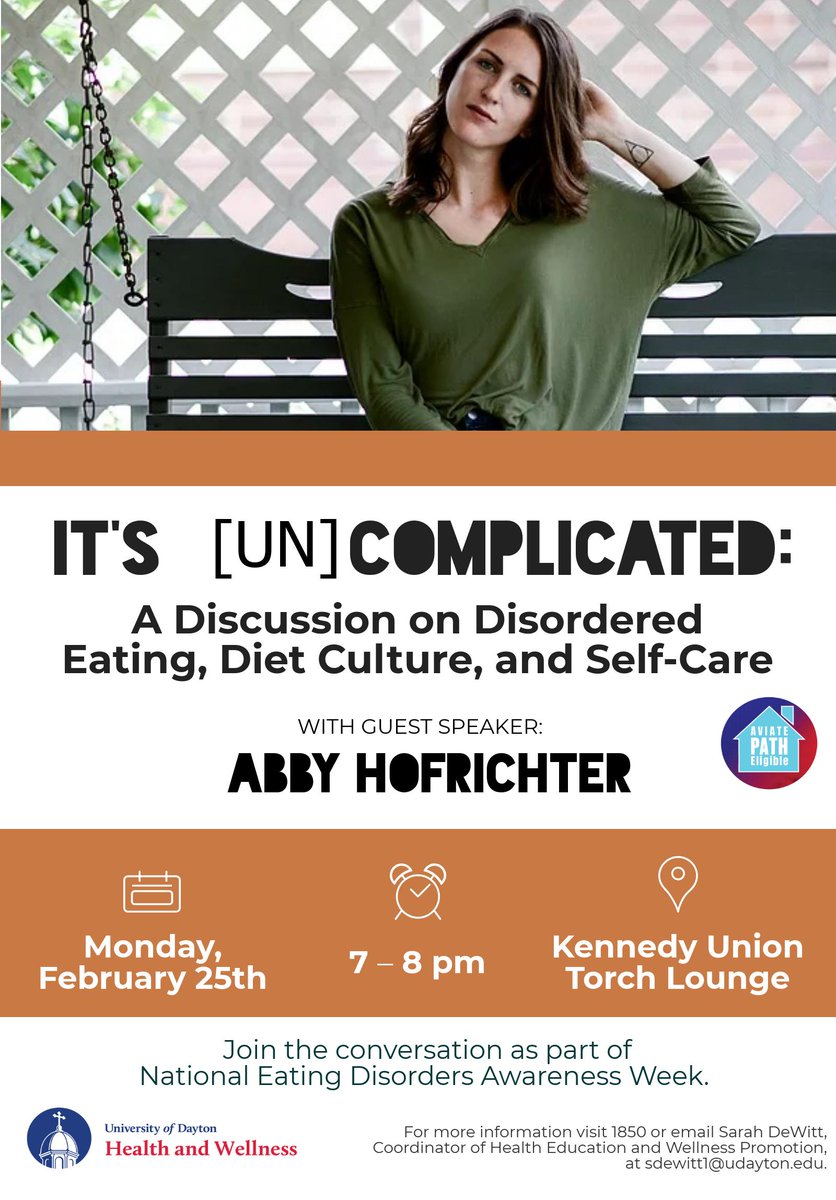 UDaytonWellness's tweet photo. Join us tonight as we welcome Abby to University of Dayton!  It's a PATH eligible effect https://t.co/0apQ1u1dnZ