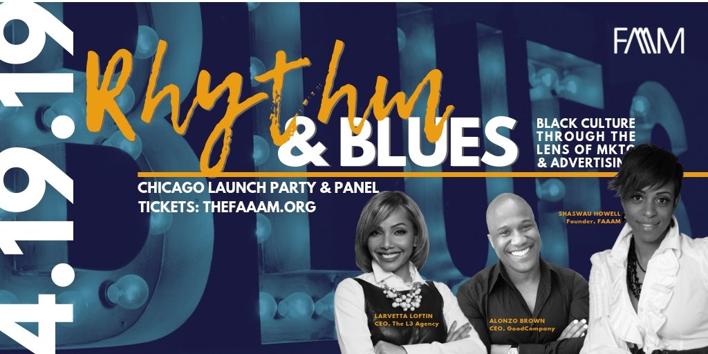 TheFaaam's tweet photo. CHICAGO! Join the FAAAM as we celebrate our official launch Friday, April 19. Tickets: https://t.co/NgqoznMTkY. @shaswau, @Larvettaspeaks and @zotheshowhost will dive into the brands, campaigns and people that represent along with those that totally miss the mark. #thefaaam https://t.co/Ho8LyzrwiG