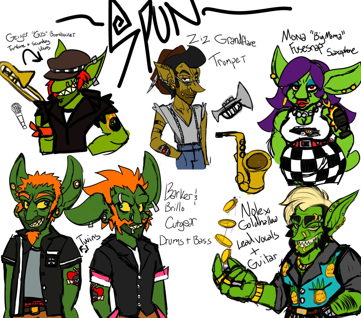 GillblinsGrotto's tweet photo. Spun! A goblin Ska band!
SKABLINS!
#skablins #goblins #band #skaisnotdead #wowart https://t.co/U8SZ5jJflI