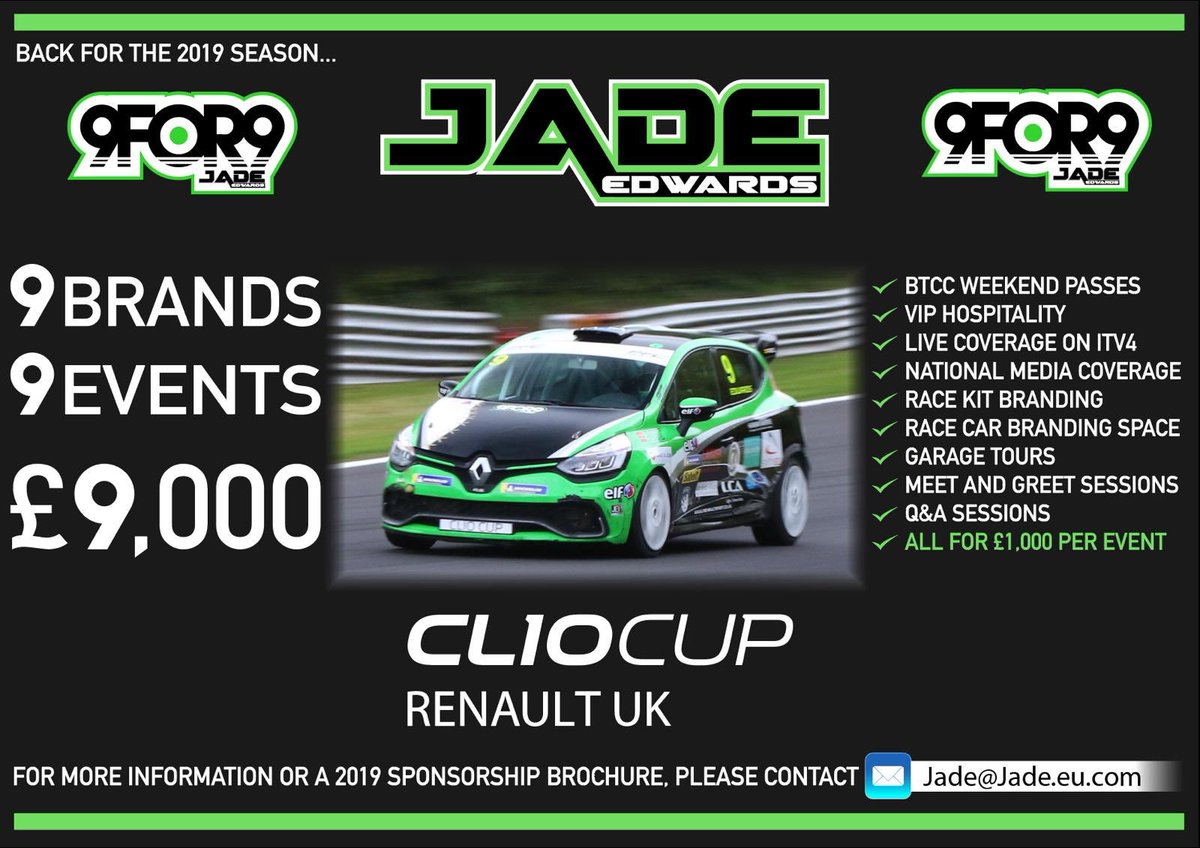 One last push...

I’ve worked my socks off - but the winter has been tough sponsorship wise - not just for me, but for lots of drivers &amp; teams. 

We have a number of 9For9 places unclaimed for in 2019.

Spread the word &amp; promote entry level, high coverage, motorsport sponsorship!