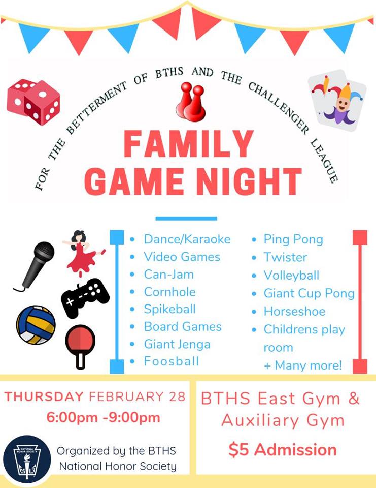 dawnpasch's tweet image. BTHS Honor Society is sponsoring a game night this Thursday. Proceeds to go to Challenger League. Please help us spread the word. @BTHS_Guidance @BTHSDragons @BrickPatch @TownshipofBrick
@Brick_K12 @MayorDucey
bit.ly/2XlihdX