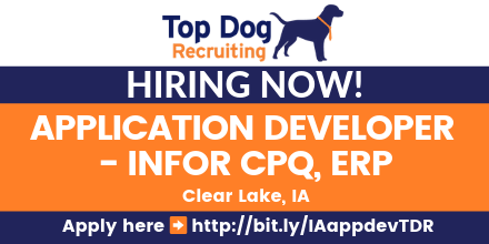 topdogrecruit's tweet photo. #Hiring APPLICATION DEVELOPER - IA #jobs #jobsearch #jobseeker #jobshiring #InforCPQ #VisualStudio #ASPNET #SQL #CSS #IBMDB2 #ERP #MacPac #JDEdwards #iSeries #InforICS #SystemsAnalyst #SWdeveloper #Clear Lake #IA
Apply here https://t.co/sLagprnHgs https://t.co/dSzAdvxlCK