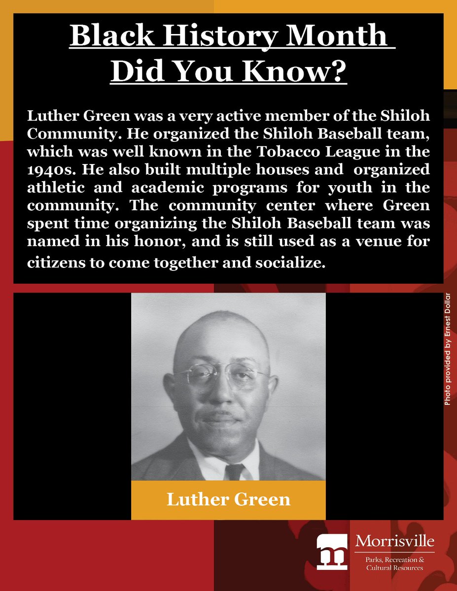 If you'd like to look up more facts about the Shiloh Community, feel free to check out the host of interpretive signs present along Shiloh Greenway and at Shiloh Park!
#Didyouknow 
#BlackHistoryMonth 
#ShilohCommunity 
#MorrisvilleNC
#PlayMorrNC