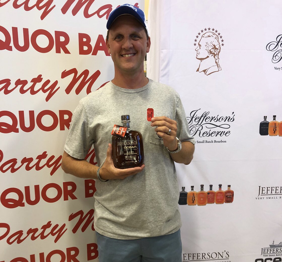 liquorbarn's tweet photo. How’s your Monday? Our @bradfrdwilliams is with our @jeffersonsbourbon barrel selection winner Richard Baker! They are on the @ocearch ship out in the Atlantic sipping bourbon today! 🦈🛳🥃 #MondayGoals #ultimatepick #barrelselection #ocearch #expeditionNASFA #bourbonexpedition https://t.co/muRrBczms8