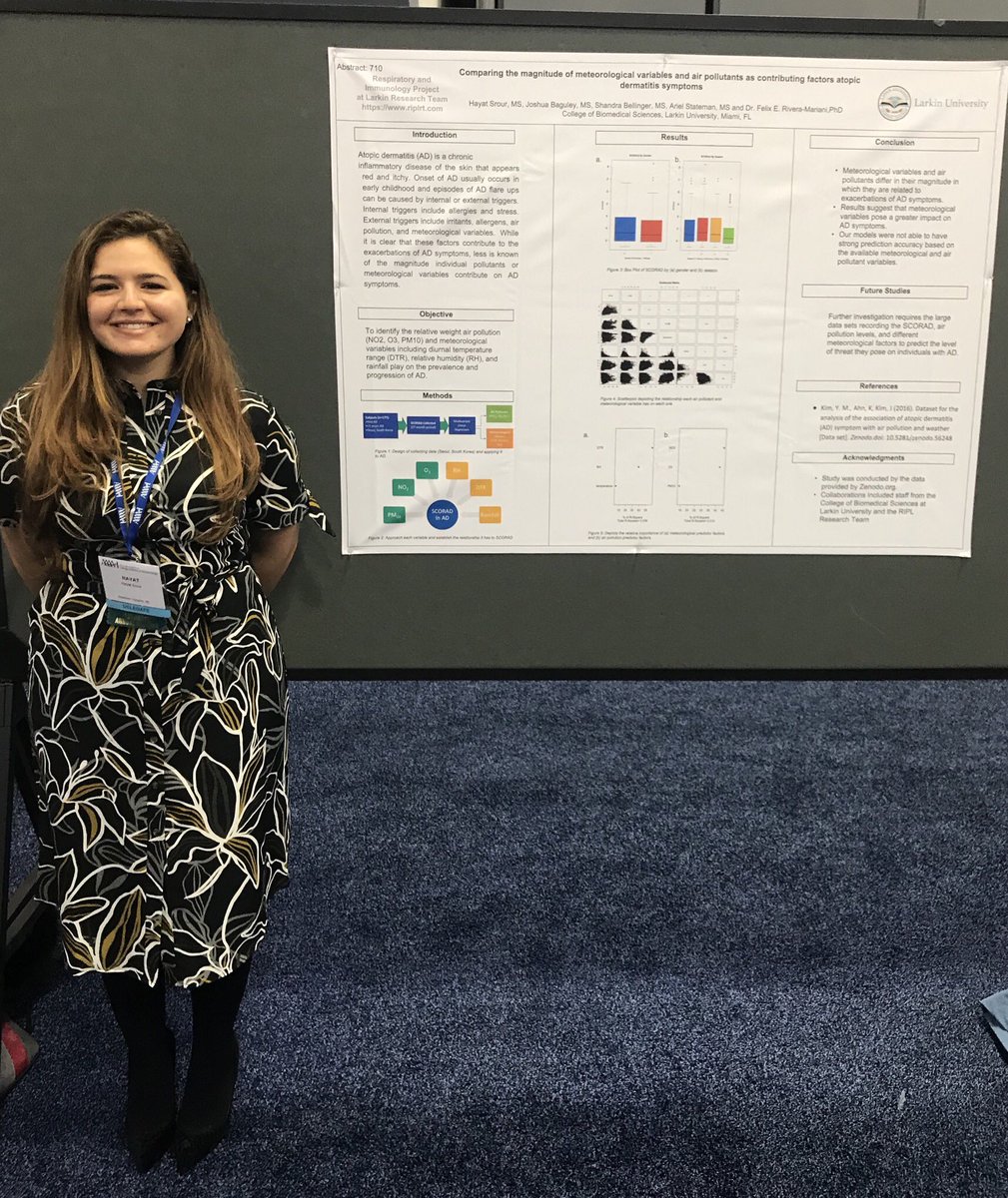 riplrt's tweet photo. Hayat Srour, of the @riplrt presenting at the 2019 annual conference of the American Academy of Allergy, Asthma, and Immunology on the topic of air pollution and atopic dermatitis!
#AAAAI19 #AAAAI2019 https://t.co/5CprwdNL7f
