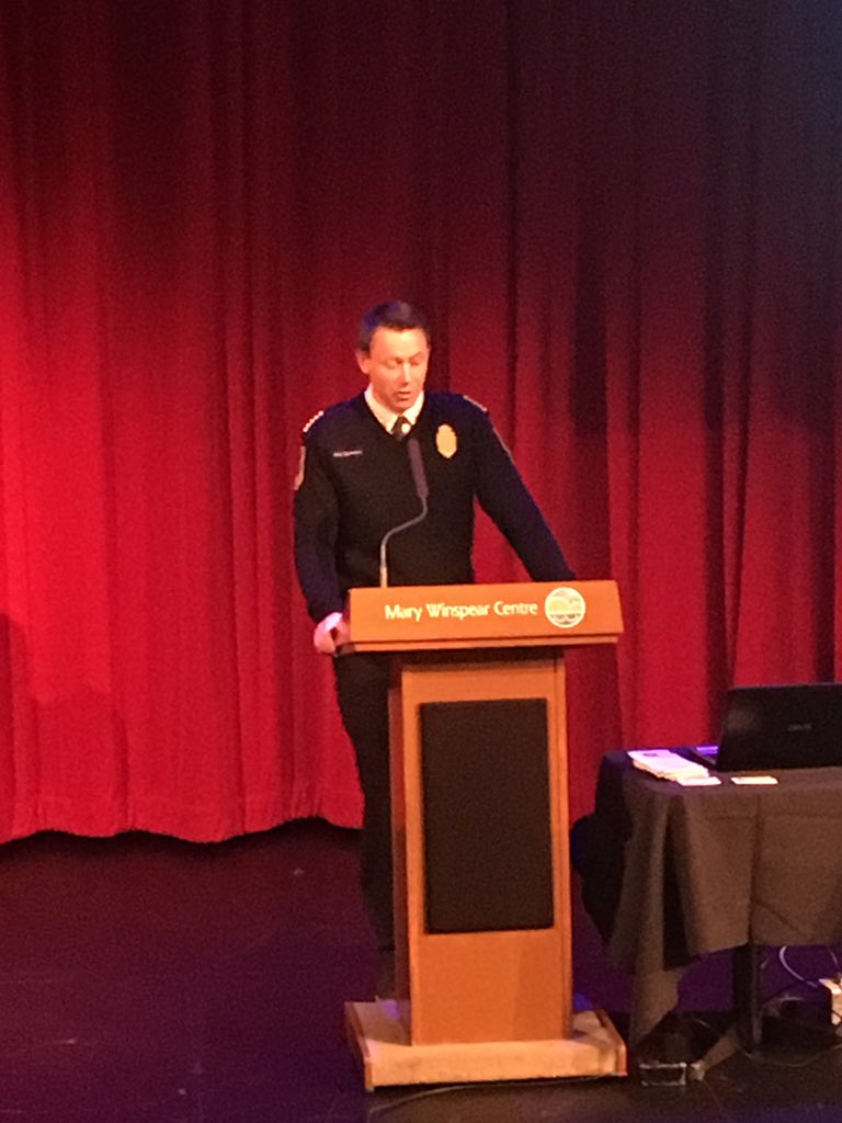 SidneyFireDept's tweet photo. @SidneyVFire Fire Chief Brett Mikkelsen presenting to community members about @PEMO Peninsula Emergency Measures Organization. @PEMO_SAR @PEMOCOMMS @PEMONEPP @PEMONEPP. #beprepred #sidney #yyj https://t.co/NLeIMa82B6