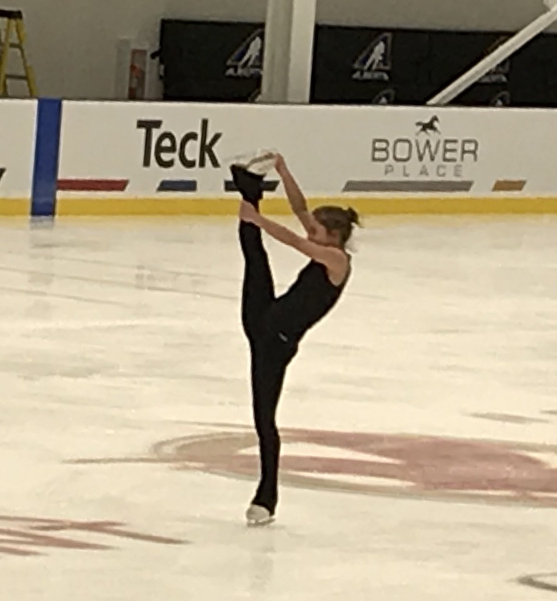 VBMonica6's tweet photo. Melissa Fong from @Team_EquipeNB #CGFigureSkating @2019CanadaGames shows off her flexibility during a practice session in the Gary W. Harris Canada Games Centre. #thisisourmoment https://t.co/YFpFIqAtHl