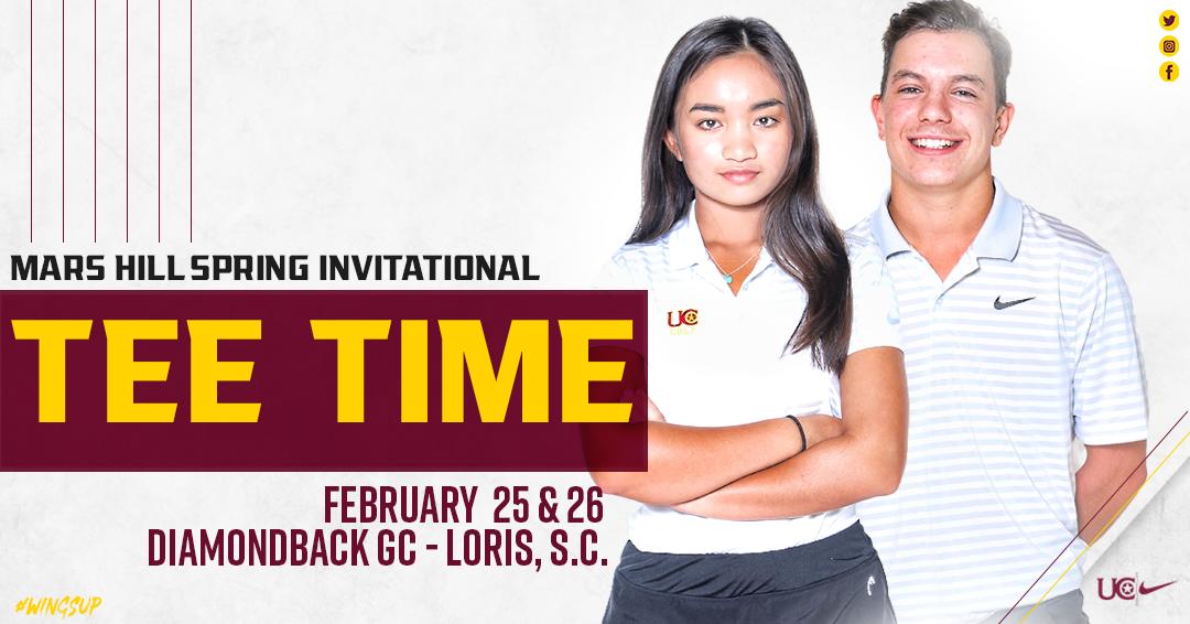 ucwv_athletics's tweet photo. 🚨TEE TIME🚨
🏆 - Mars Hill Spring Invitational
📅 - February 25 &amp; 26
📍Loris, SC

#WingsUp https://t.co/Fun6RF0zXz