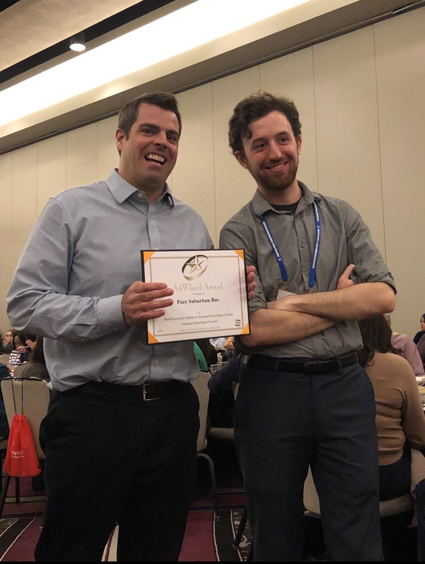 RTA_Chicago's tweet photo. Illinois wins! It is an honor to be recognized by our peers. Congrats to all of the IL @APTA_Transit #AdWheel winners. #APTAMarketing19 @APTA_info https://t.co/d3WGHfvVKj