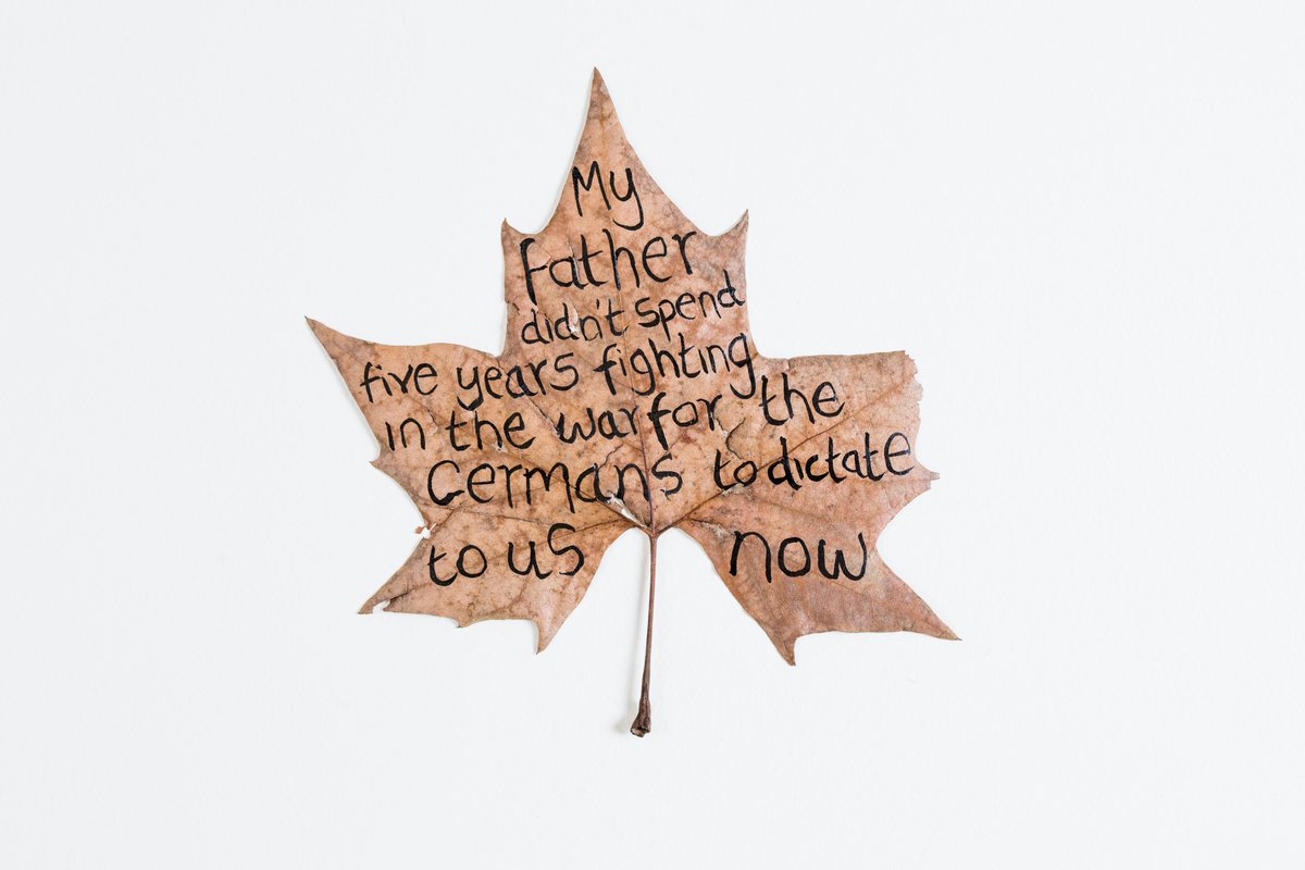 leafmeansleaf's tweet image. "My father didn't spend five years fighting in the war for the Germans to dictate to us now." 

A comment from the doorstep - June 2016.

#leafmeansleaf